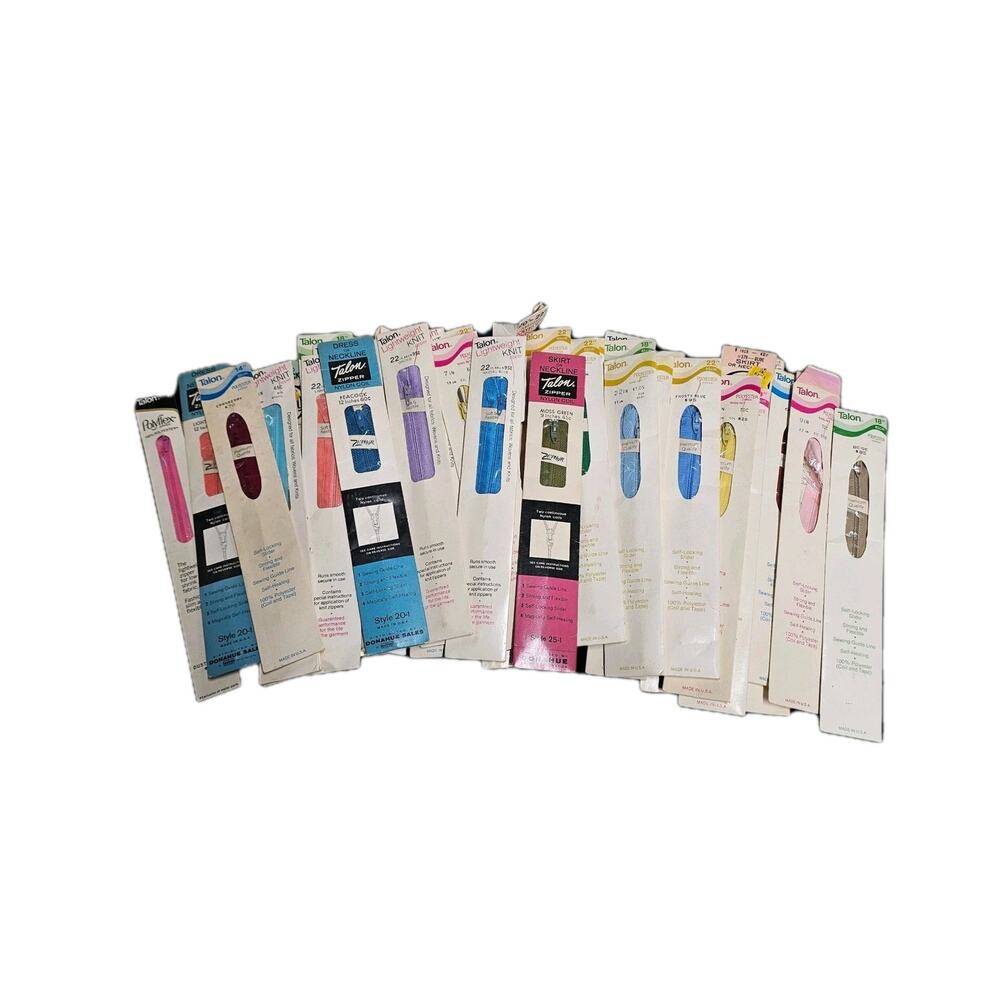 Lot of 43 Vintage NOS Zippers Talon Conmar Coats 7"-22" Rainbow Of Colors